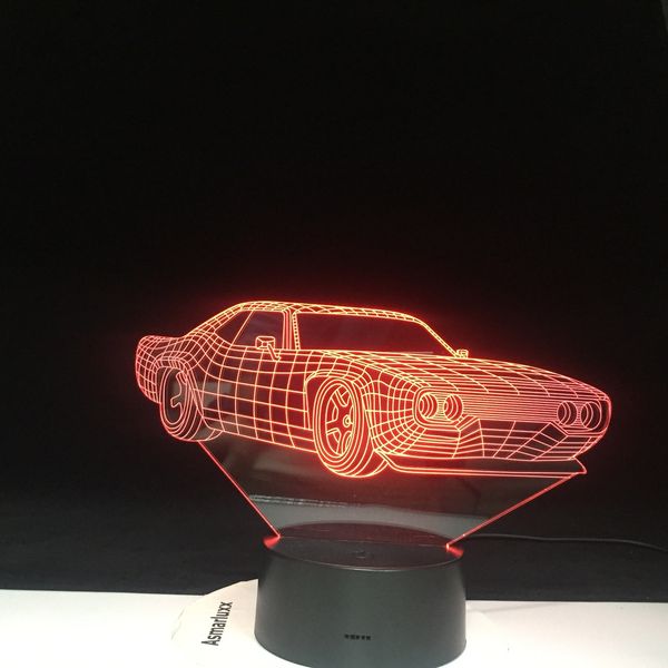 

3d led car shape night lights colors changing visual vehicle luminaria table lamp sleeping lighting home decor gifts 1461