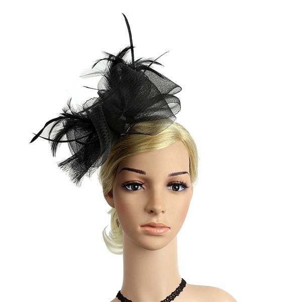 

feather mesh headband hair hoop simple hair band for bride bridesmaid (black