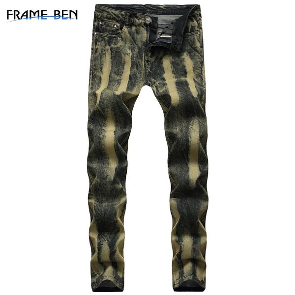 

frame ben men jeans 2019 stretch men's pants tide jeans men's gold men skinny pants clothes hiphop dark, Blue