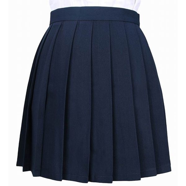 

японская школа равномерное harajuku юбки сплошной-line sailor юбка женщины высокой талией болл плиссе юбки, Black