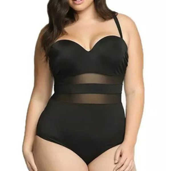 

black net one piece swimsuit plus size swimwear push up large swimsuits female beach wear bathing suit women swimming suit, White;black