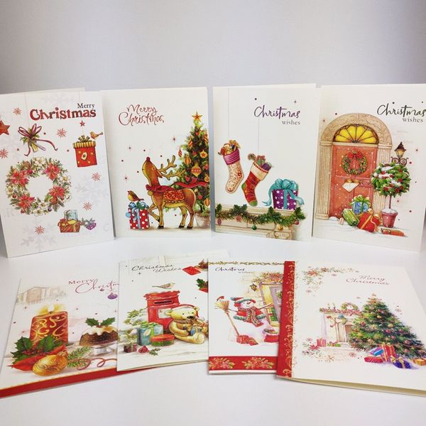 

christmas card greeting cards with envelope santa claus christmas post gift for birthday valentine' day party wedding decoration, Black;white