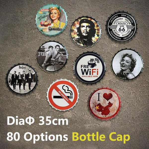 

80 option 35cm bottle cap metal tin ign beer cafe bar decoration plate route girl retro decor wall art plaque vintage home decor