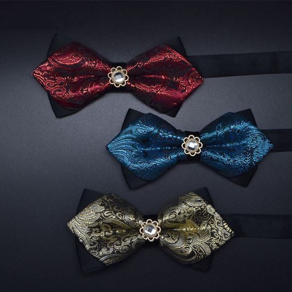 

synthetic jewel tie men business suits pointed bow tie manual double silver light bow, Blue;purple