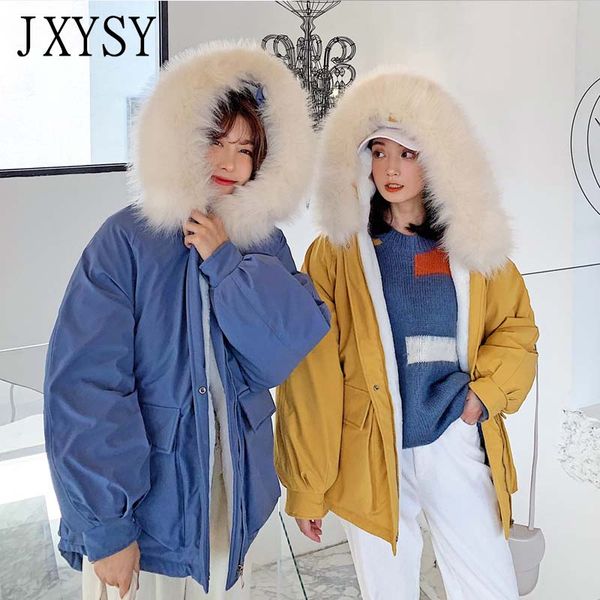 

autumn winter jacket women coat 2019 new thicken warm lining wool hooded fur collar women parka jacket female coat outwear, Black