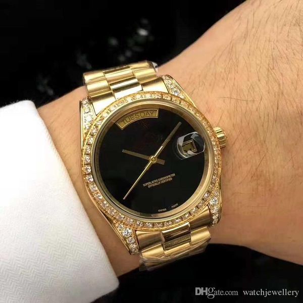 

new fashion 2813 automatic mechanical mens watch wristwatches 40mm diamond stainess steel sapphire glass mens watches, Slivery;brown