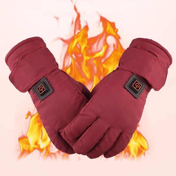 

1 pair women rechargeable hiking winter gloves outdoors anti slip walking three levels warm electric heated gloves