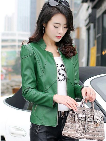 

women spring and autumn business english new style boutique personality slim european and american large size leather coat / 8796 m-4xl, Black