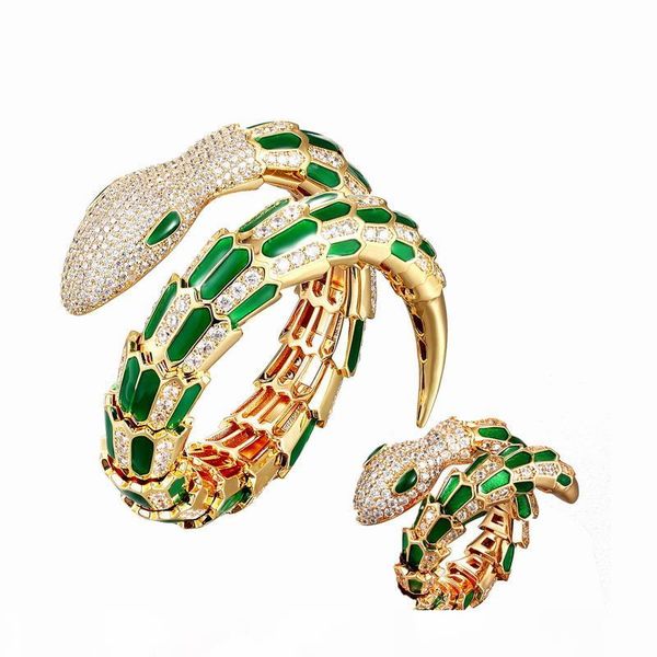 

wholesale 2019 snake enamel bangle and rings jewelry sets for women, Silver