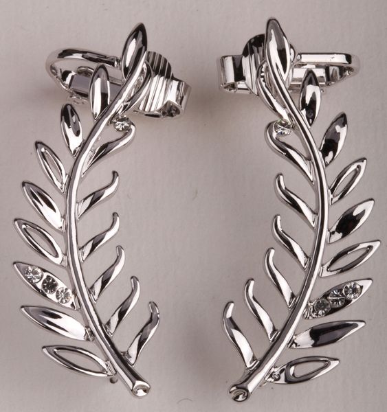 

leaf ear clip cuff earrings gold silver color australian crystal jewelry for women sc34 wholesale dropshipping