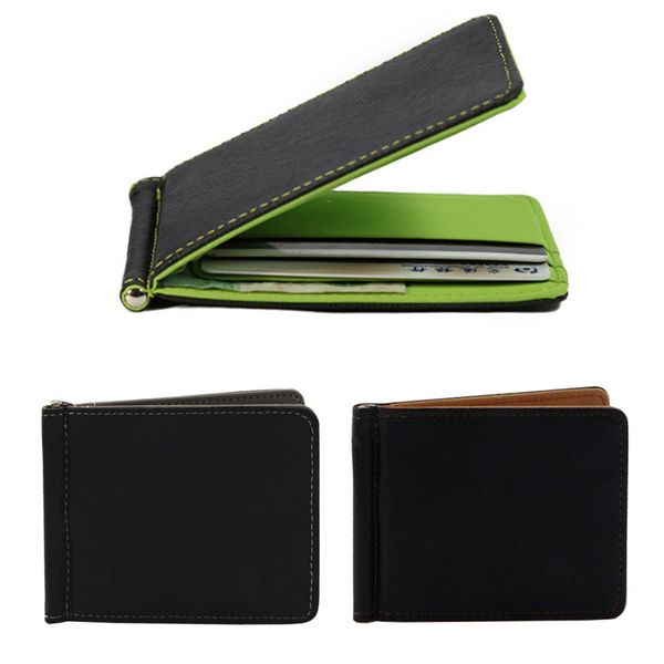 

pu leather slim mens wallet money clip contract color simple design burnished edges new men bifold wallets, Red;black