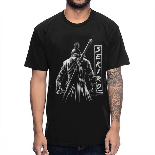 

ps4 game sekiro t shirt shadows die twice the one-armed wolf tee shirt for male retro homme tee 100% cotton, White;black