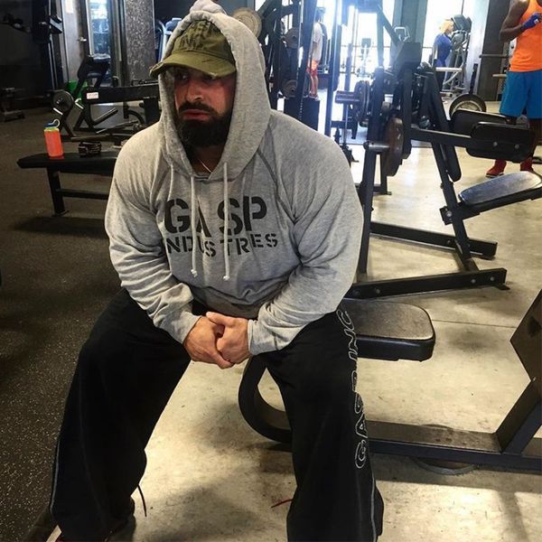 

muscle brothers men's new sports sweater men's autumn casual running training loose thin hooded jacket, Black