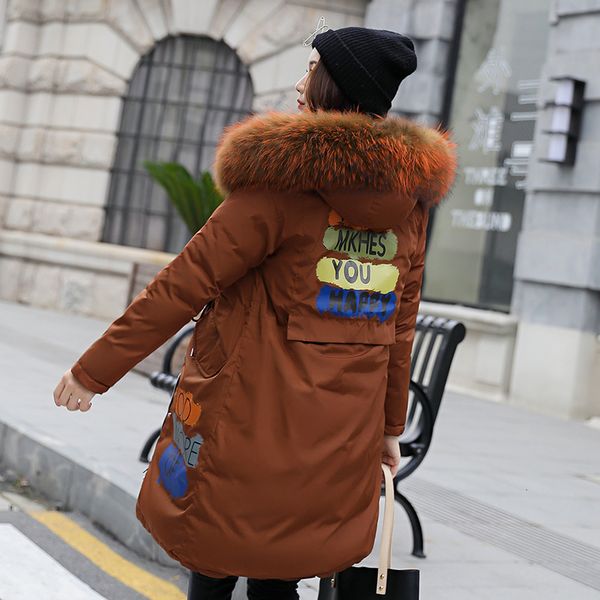 

big fur winter coat thickened parka women double sided slim long winter coat down cotton lady down parka jacket women, Black