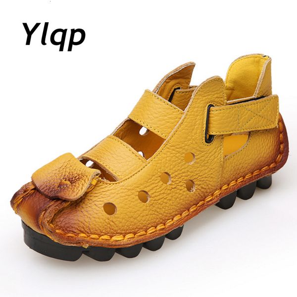 

bottom 2019 soft summer new flat genuine leather shoes personality leisure women retro handmade sandals sapato, Black