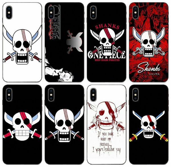 

tongtrade] one piece red hair shanks skull flag case for iphone 8 7 6 5 plus 11 pro max x xs galaxy a7 huawei g play xiaomi 9 silicone case