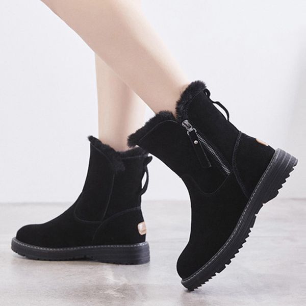 

100% genuine leather winter shoes women snow boots warm shoes cold winter woman ankle boots female height increasing 4.5cm a1668 t200520, Black