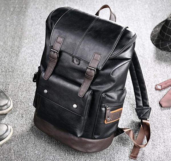 

2020 wholesale brand men's bags fashionable large capacity leather backpack retro color casual men backpack outdoor travel leather back