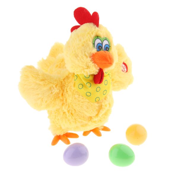

hen laying eggs toy, electric hen interactive stuffed animal, 3 eggs included, soft plush toy