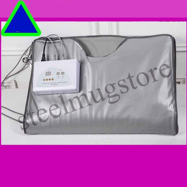 

model 2 zone fir sauna far infrared body slimming sauna blanket heating therapy slim bag spa weight loss body detox machine dhl