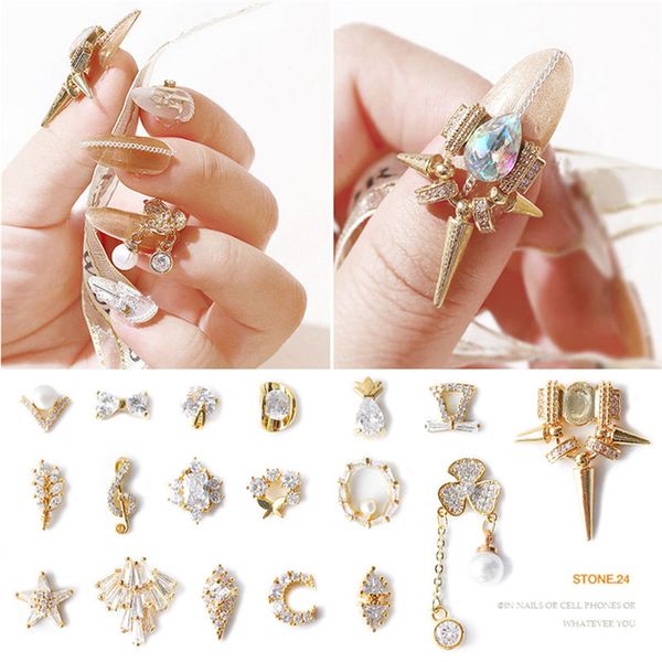 

1pcmetal jewelry real gold shiny zircon rhinestone jewelry sparkling adding nail decoration artificial alloy zircon, Silver;gold