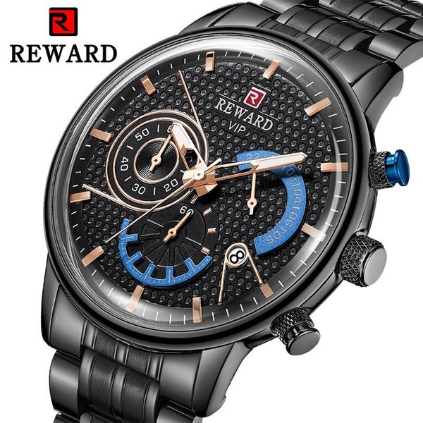 

награда роскошные спортивные часы мужчины trend хронограф высокого качества six-hand календарь повседневный стальной браслет часы, Slivery;brown