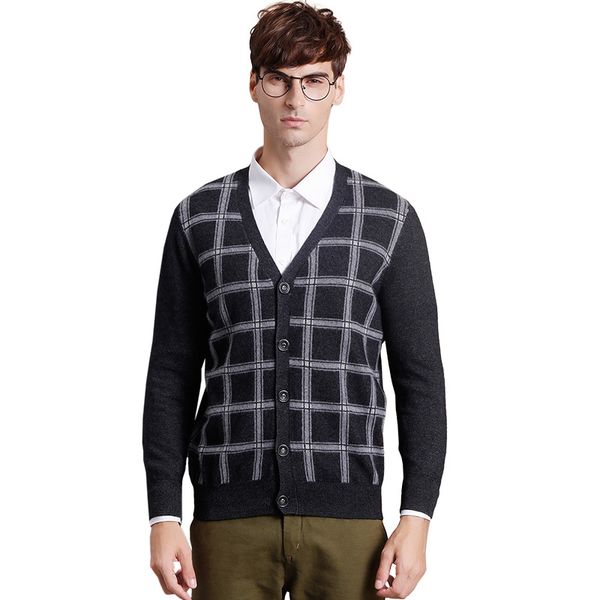 

zhili men's spring and autumn casual cashmere cardigan knit coat, White;black