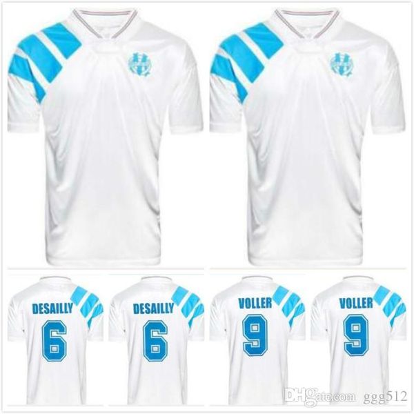 

92 93 olympique marseille retro commemorate football shirt deschamps papin boli desailly soccer jersey voller marseille football jerse, Black;yellow