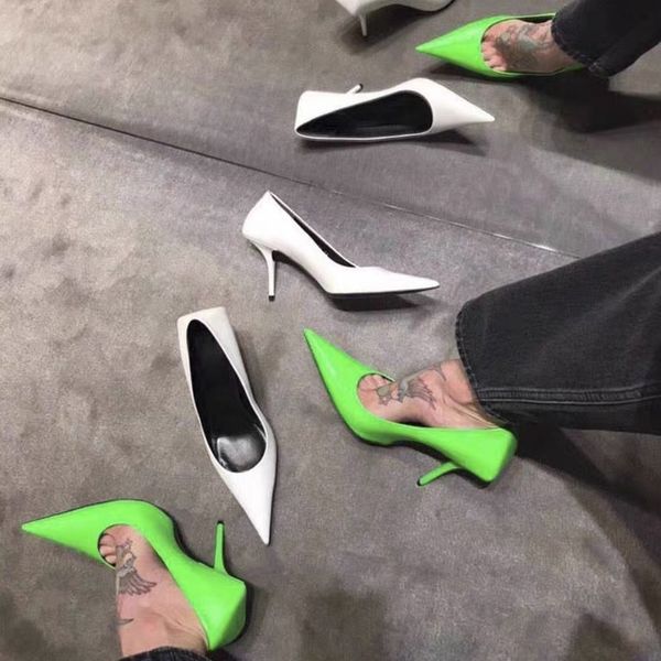 

2020 новая весна дамы остроконечные toe sexy тонкие высокие каблуки моды shallow насосы шпильках партии офис зеленая обувь t200615, Black