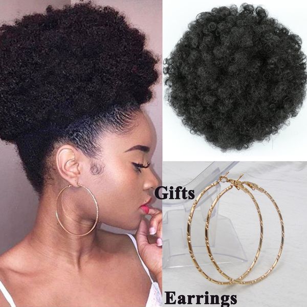 Large Curly Puff Drawstring Ponytail Short Afro Kinky Curly