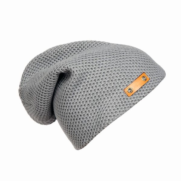 

casual solid winter warm knitted gray hat beanie cap