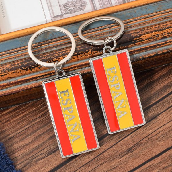 

espaÃ±a letter emboss keychain spanish flag color pattern silver plating zinc alloy metal souvenir key ring for gift