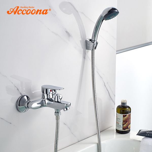 

accoona bathtub faucet brass wall mounted mixer tap chrome cold and single holder dual control bath shower faucets a6365