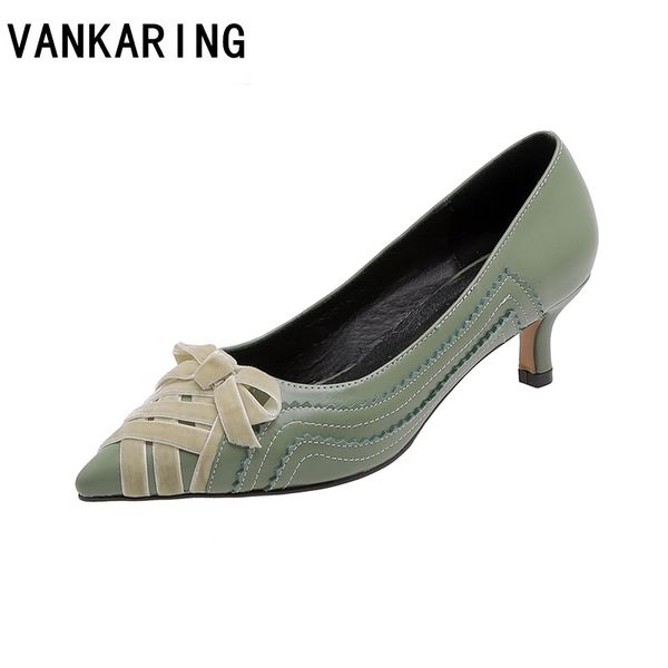 

new 2020 spring summer quality genuine leather high heels women pumps slip-on rome shoes woman female elegant party office shoes, Black