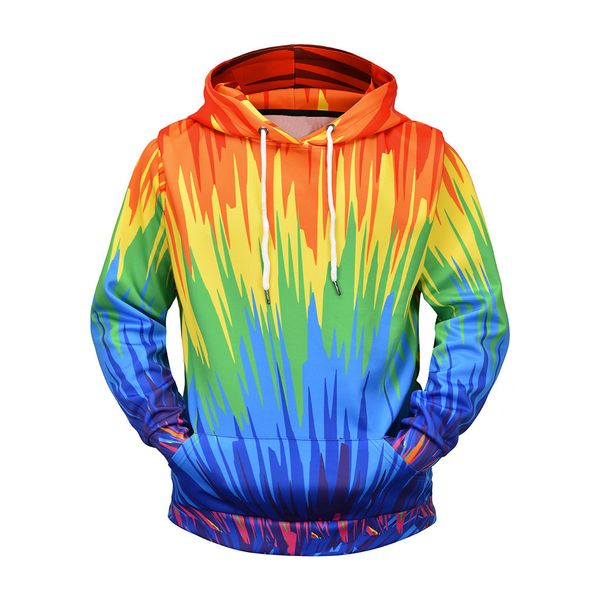 

hoodies men's rainbow 3d printed pattern spring hoodie multicolor hooded loose long sleeve 19july22 p30, Black