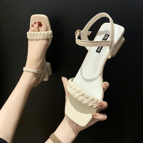 

med clear heels black platform sandals 2020 women's female shoe breathable all-match buckle strap ladies shoes summer large