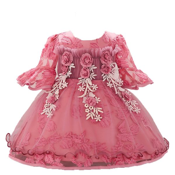 

Lace Girl Summer Clothes Newborn Baby Dress Kids Party Wear Princess Costume For Girl Tutu Infant 1-2 Year Birthday Dresses, Pink