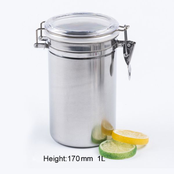 

stainless steel airtight sealed canister coffee flour sugar container holder uyt shop