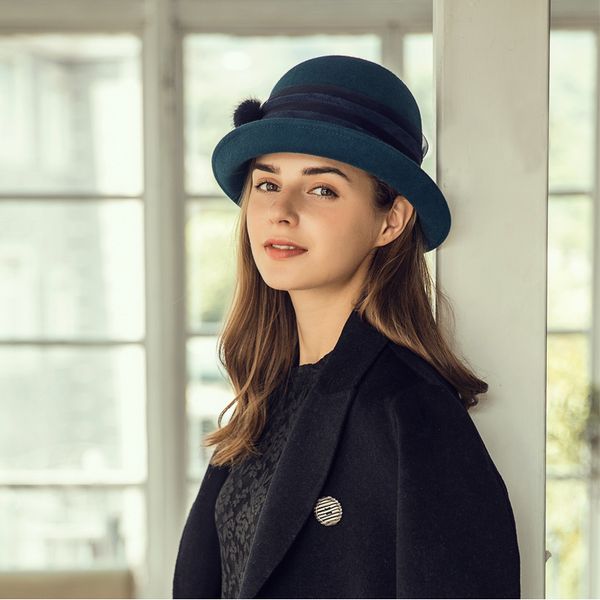 

new arrival basin dome cap new bonnet woolen cap female british elegant hat lady outside travel b-7878, Blue;gray