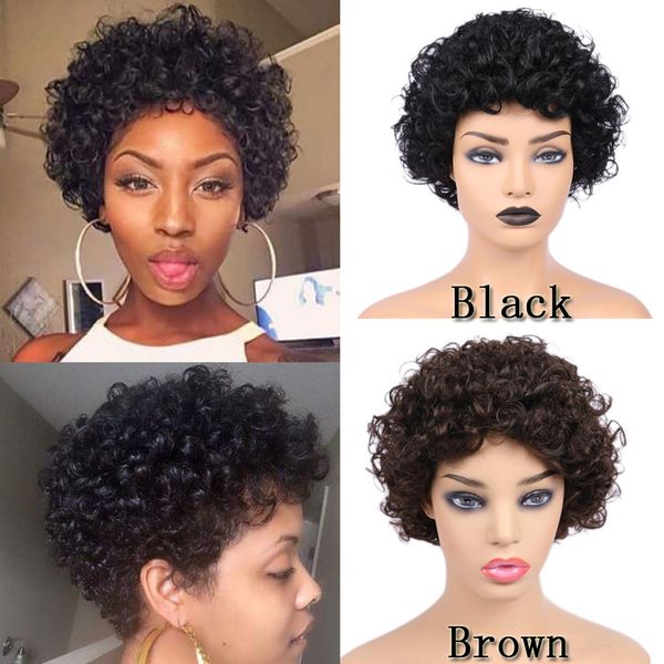 8inch Short Afro Curly Wig Wave 100 Human Hair Wigs For Black