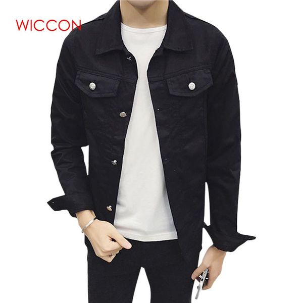 

2019 slim men denim jacket fashion slim fit male jackets outwear coats white men jean jacket streetwear, Black;brown