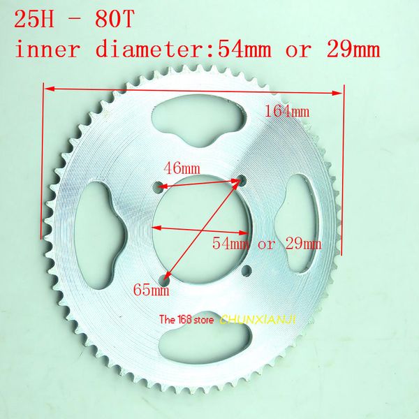 

25h 80 tooth 54mm or 29mm rear chain sprocket for 2 stroke 47cc 49cc engine chinese mini atv quad 4 wheeler pocket bike scoote