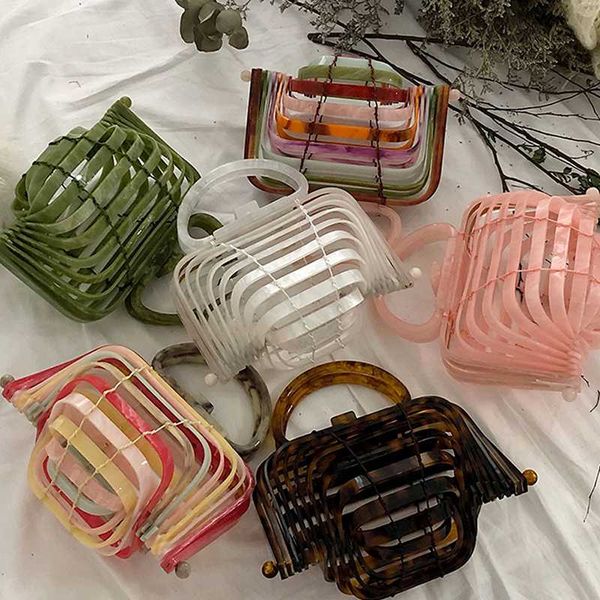 

chic bags for women 2020 ins acrylic hand-woven mini shouleder bag hollow bag clutch bali travel beach holiday handbag