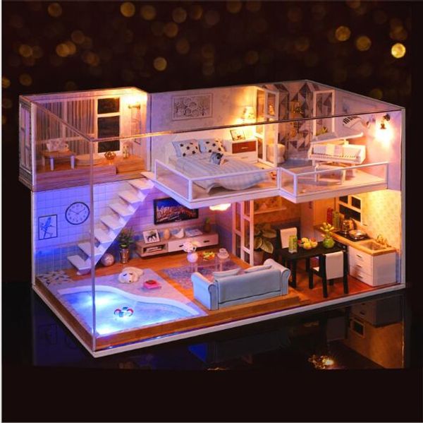

cute room big size doll house with furniture miniature diy dollhouse wooden casa house toy for children christmas gifts