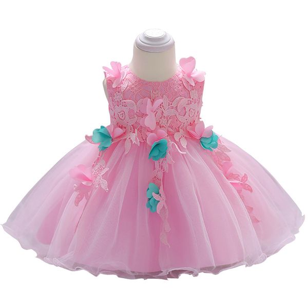 

mqatz lovely flower little baby girls first communion birthday dress ruffled appliques tassel 0-2t infant baby party prom dress, Red;yellow