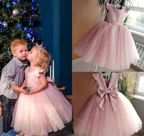 

ankle length tulle flower girl dresses for wedding beads first communion dress backless bow pageant gowns for girls prom dress, Red;yellow