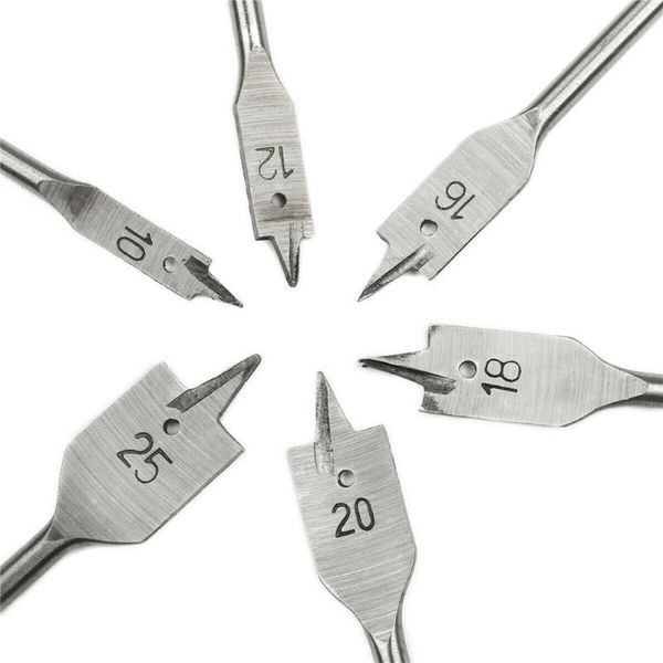

6pcs industrial spade paddle flat wood woodworking boring drill bits tools kit _wk
