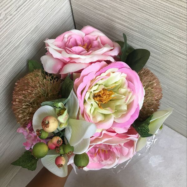 

artificial peony wedding bouquet artificial silk bridesmaid bridal bouquet flowers peony hydrangea hammock pink spring wedding flower
