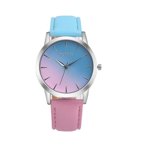

fashion montre femme quartz watch women rainbow design leather band analog alloy quartz wrist watch clock women gift #5, Slivery;brown