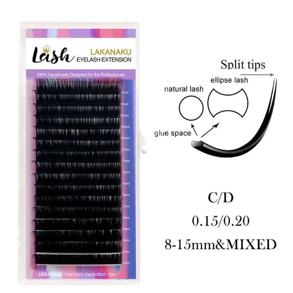 

lakanaku new matte 5case/lot flat eyelash extensions individual flat lashes extension for professionals ellipse lash